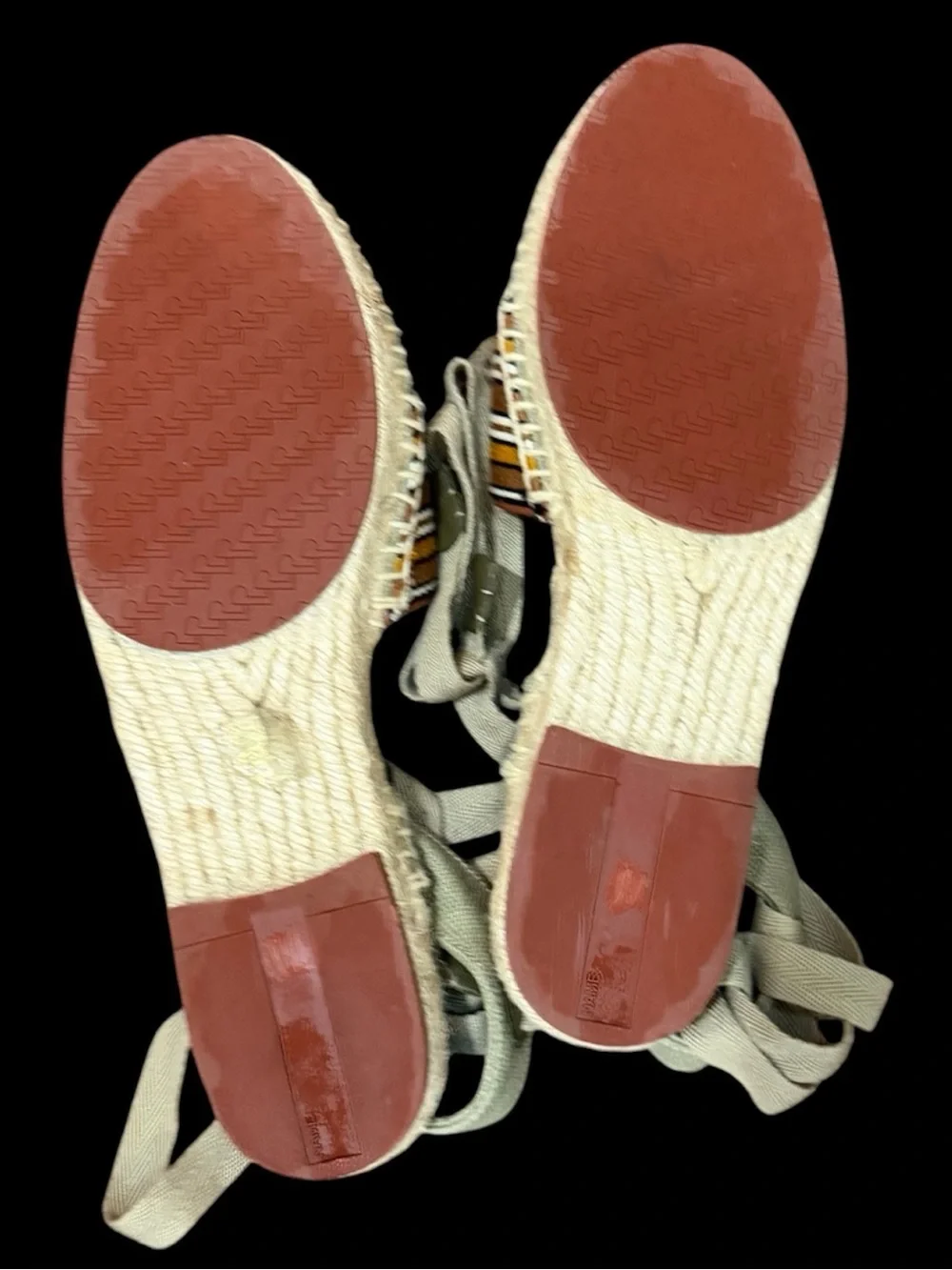 Loro Piana Suitcase Stripe Sage Green Lace-Up Espadrilles EU 39 US 7.5